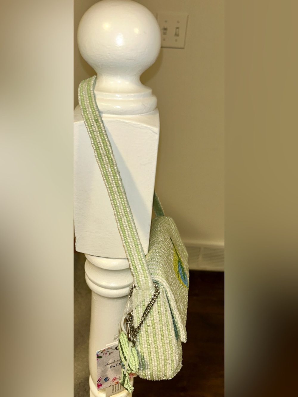 NWT VIRAL TJMAX MARSHALLS Pastel
Green Martini Stripe Beaded Shoulder
Bag Purse - Picture 4 of 15